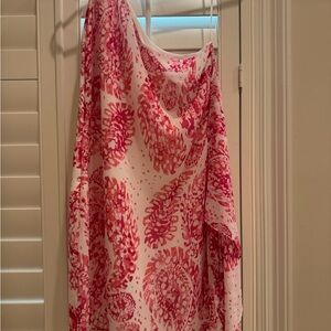 Central Park West Pink and White Asymmetrical Dress